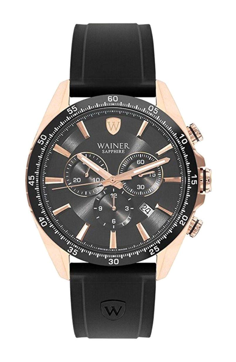 Wainer WA.19330-B Pusulalı Takvimli 45 mm Siyah Silikon Kordon Analog Erkek Kol Saati
