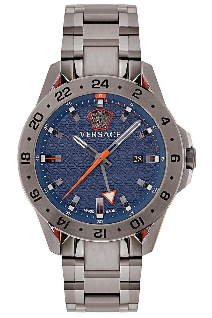 Versace VRSCVE2W00422 Takvimli 45 mm Füme Çelik Kordon Analog Erkek Kol Saati