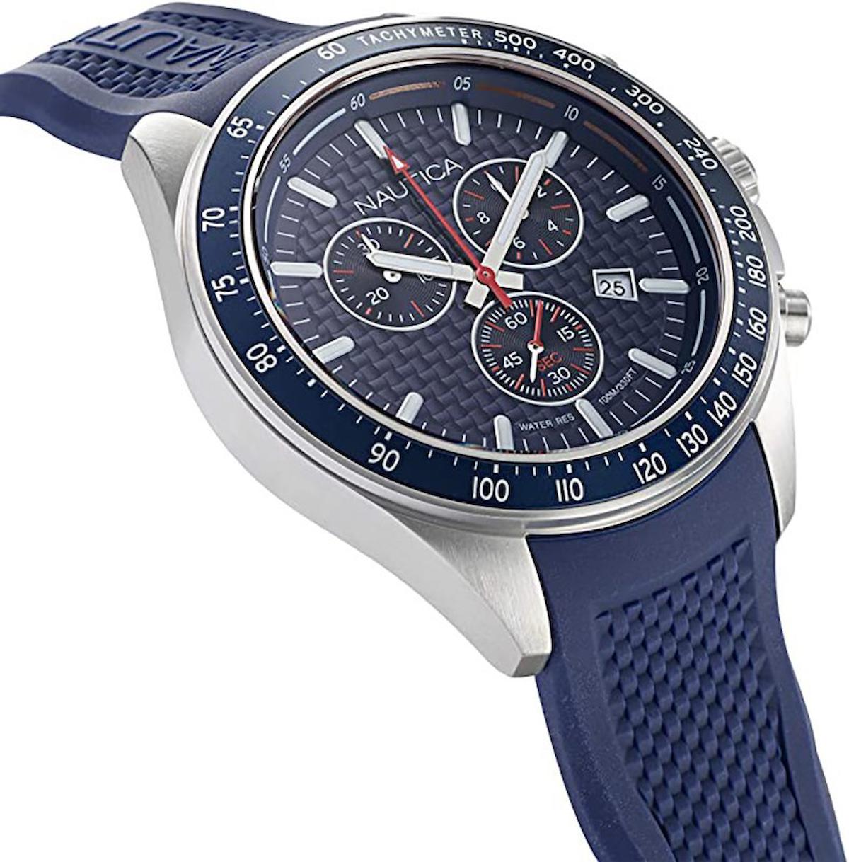 Nautica NAPOBS108 Takvimli 46 mm Lacivert Silikon Kordon Analog Kol Saati