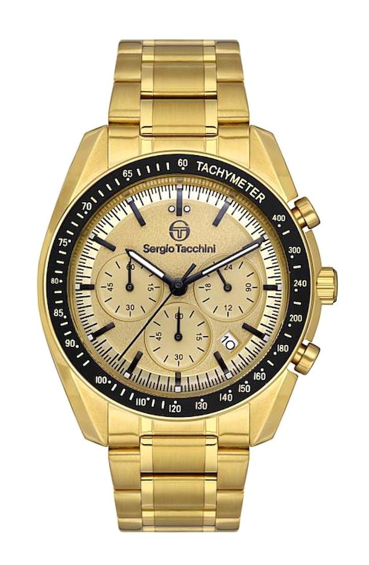 Sergio Tacchini ST.1.10386.3 Takvimli 44 mm Altın Çelik Kordon Analog Erkek Kol Saati