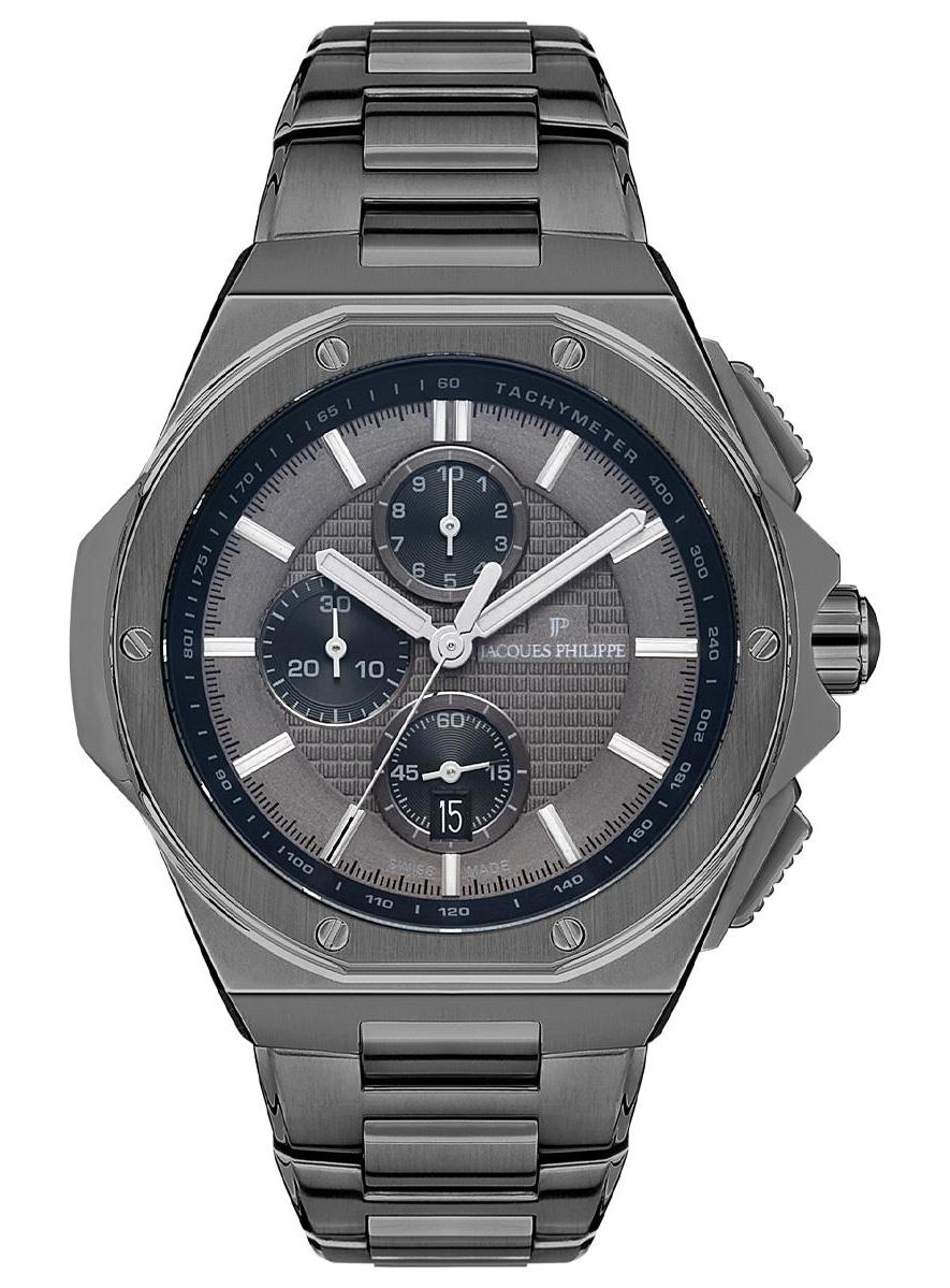 Jacques Philippe JPQGC048347B Takvimli 44 mm Füme Çelik Kordon Analog Erkek Kol Saati