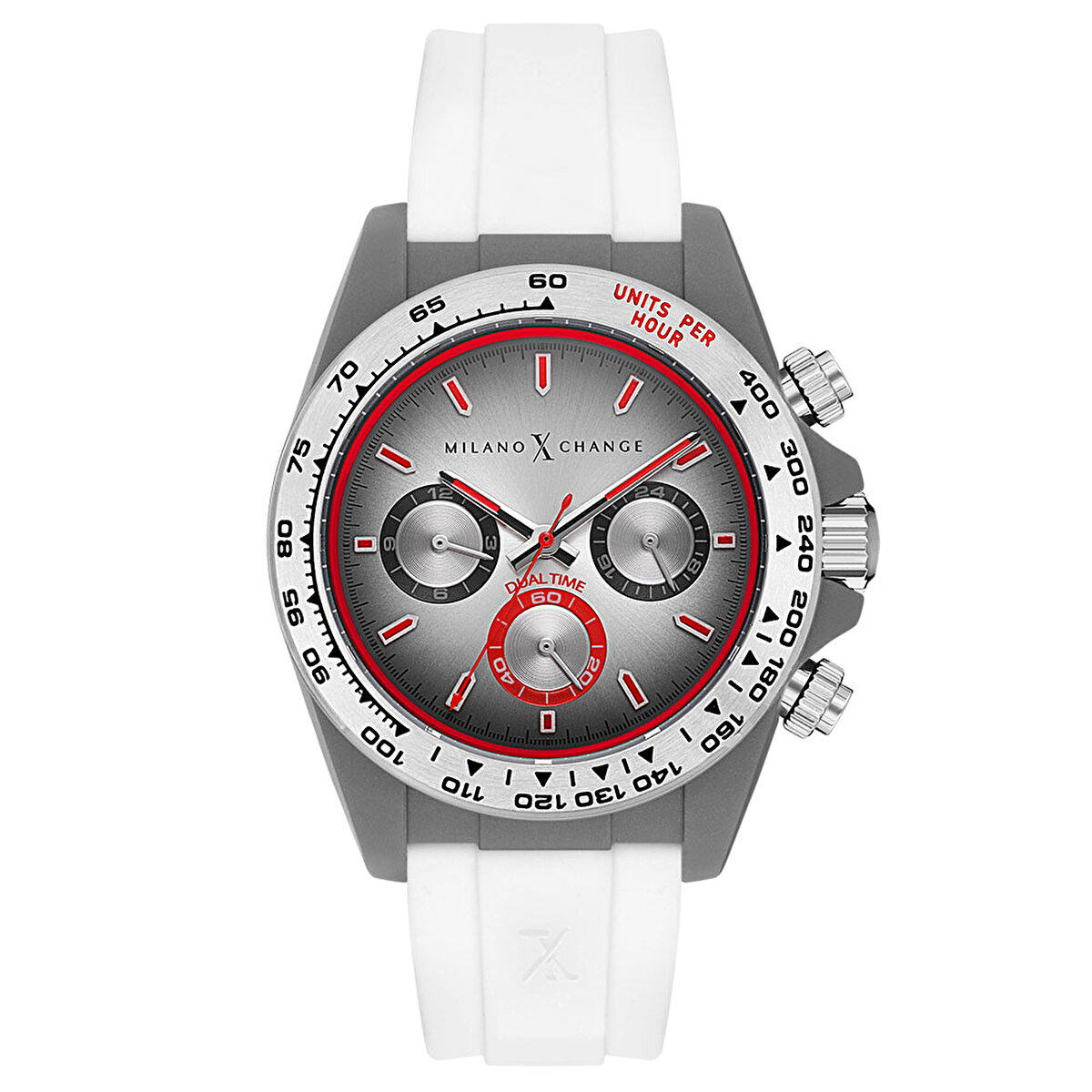 Milano X Change MXG2116 Takvimli 43 mm Beyaz Silikon Kordon Analog Erkek Kol Saati
