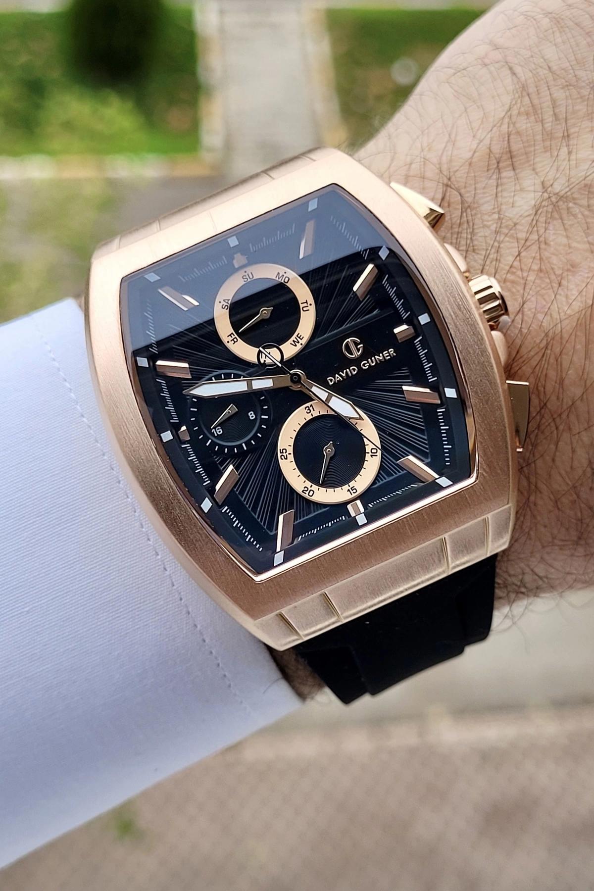 David Guner DGISTE70 Takvimli 42 mm Siyah Silikon Kordon Analog Kol Saati
