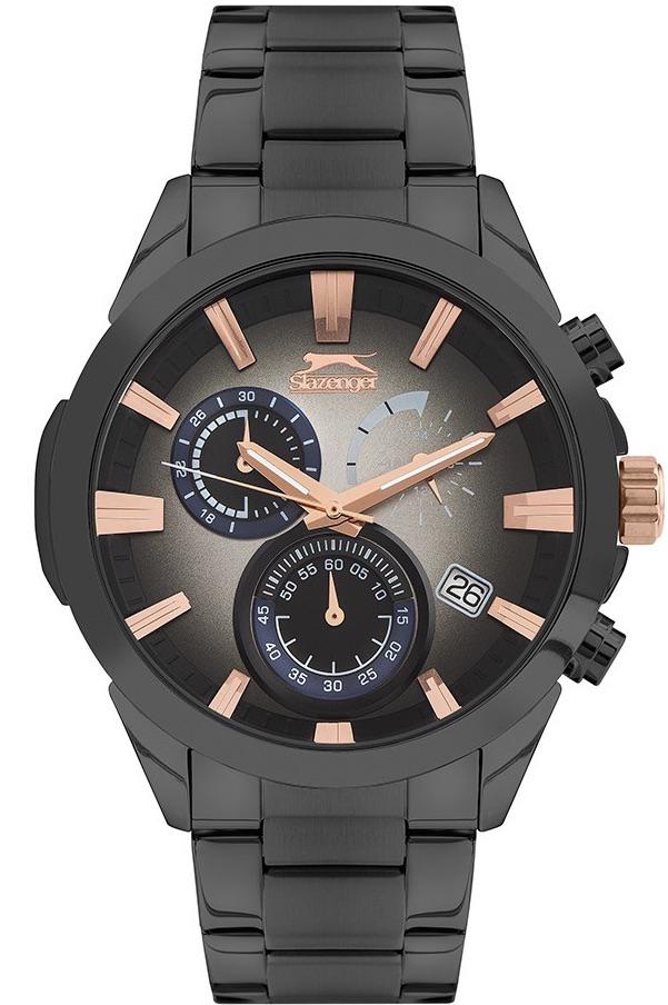 Slazenger SL.09.1892.2.04 Takvimli 44 mm Siyah Çelik Kordon Analog Erkek Kol Saati