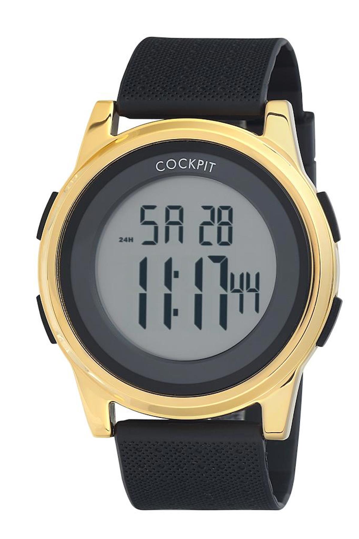 Cockpit CK-2502GD Takvimli 44 mm Siyah Silikon Kordon Dijital Erkek Kol Saati