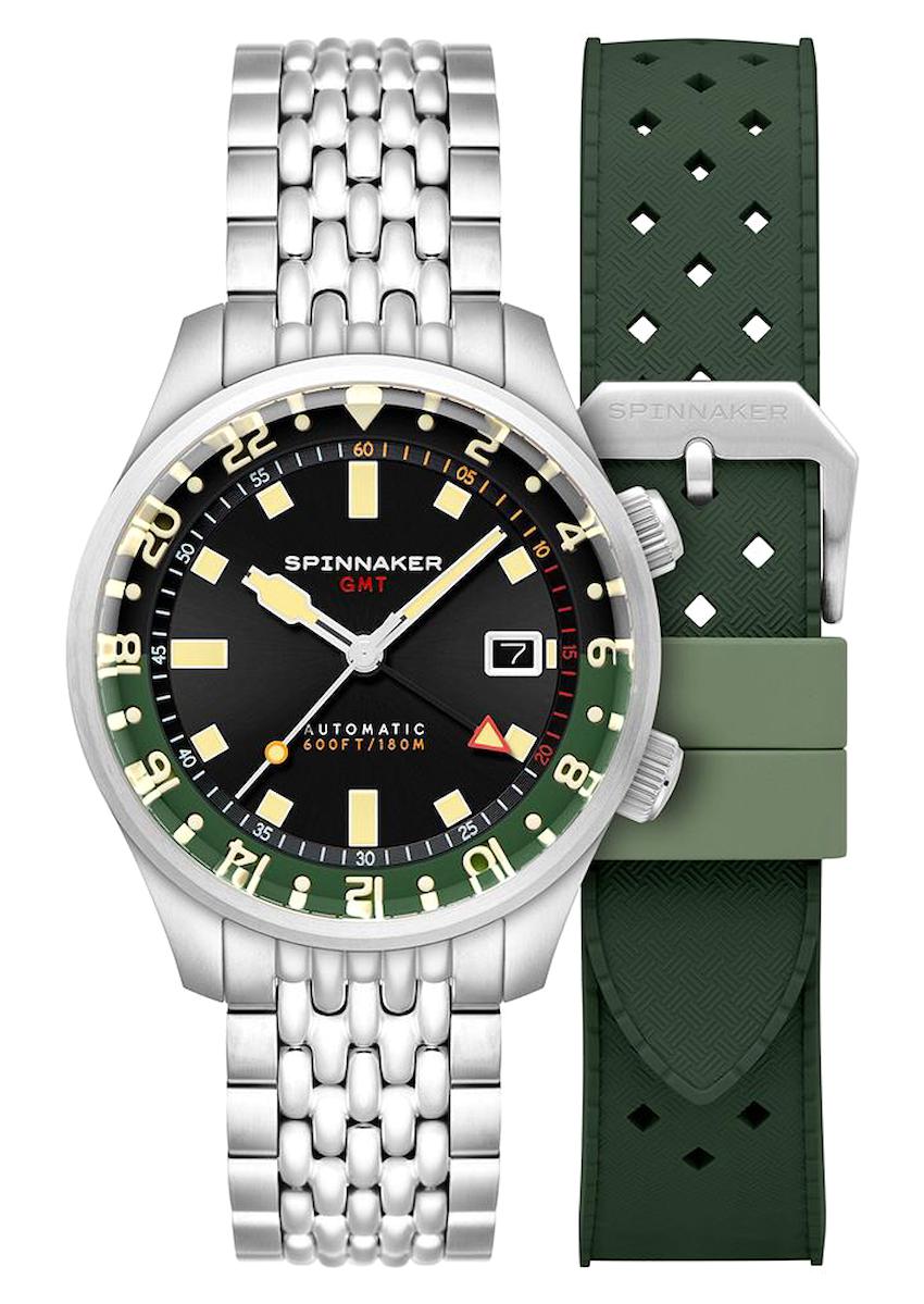 Spinnaker SP-5121-44 Takvimli 44 mm Gri-Yeşil Çelik - Silikon Kordon Analog Erkek Kol Saati