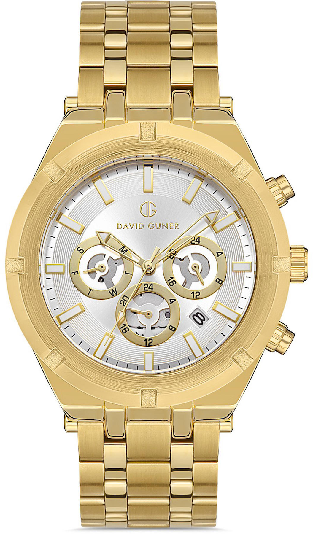 David Guner DG-8336GA-B1 Takvimli 42 mm Altın Metal Kordon Analog Kol Saati