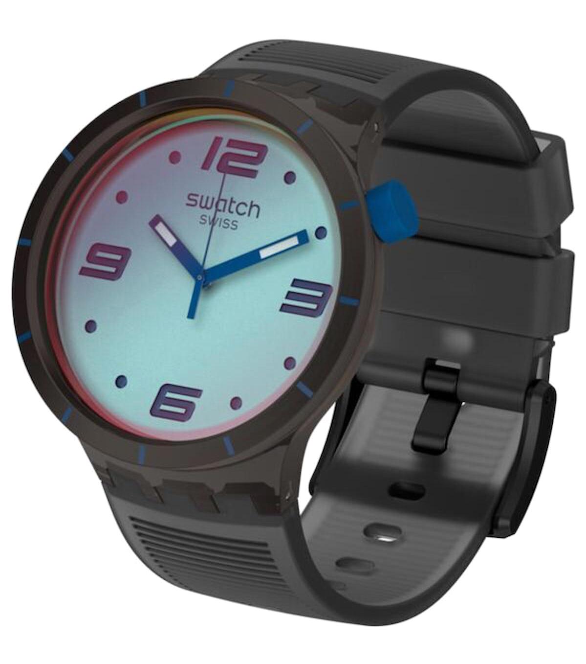 Swatch SO27B121 Takvimli 44 mm Siyah Silikon Kordon Analog Erkek Kol Saati