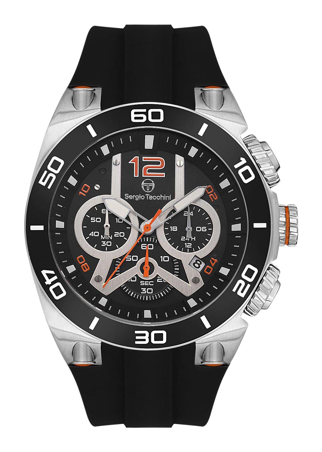 Sergio Tacchini ST.5.10004.5 Takvimli 46 mm Siyah Silikon Kordon Analog Erkek Kol Saati