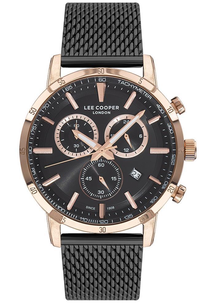 Lee Cooper LC07221.450 Takvimli 45 mm Siyah Çelik Kordon Analog Erkek Kol Saati