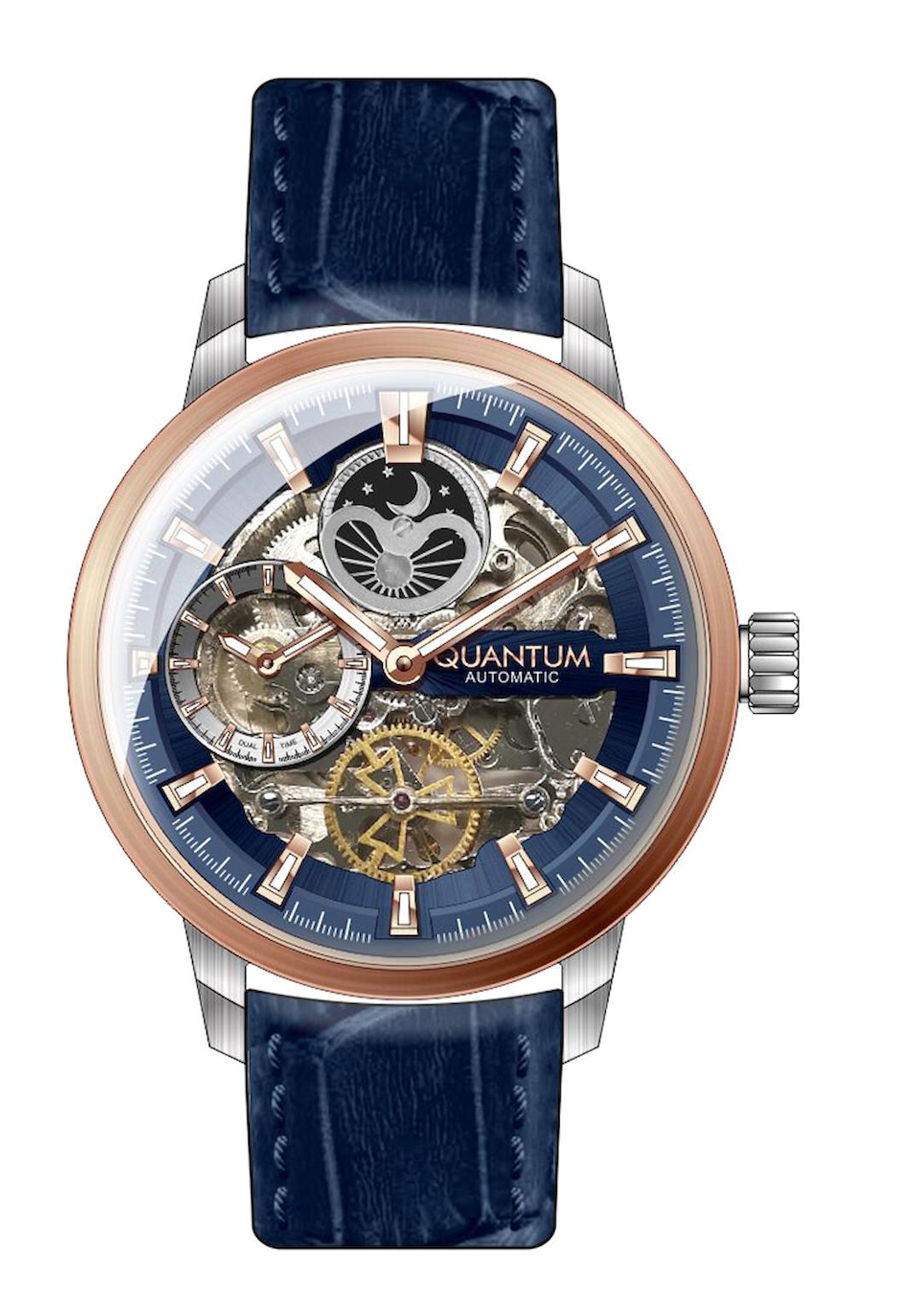 Quantum QMG1065.599 47 mm Lacivert Deri Kordon Analog Erkek Kol Saati