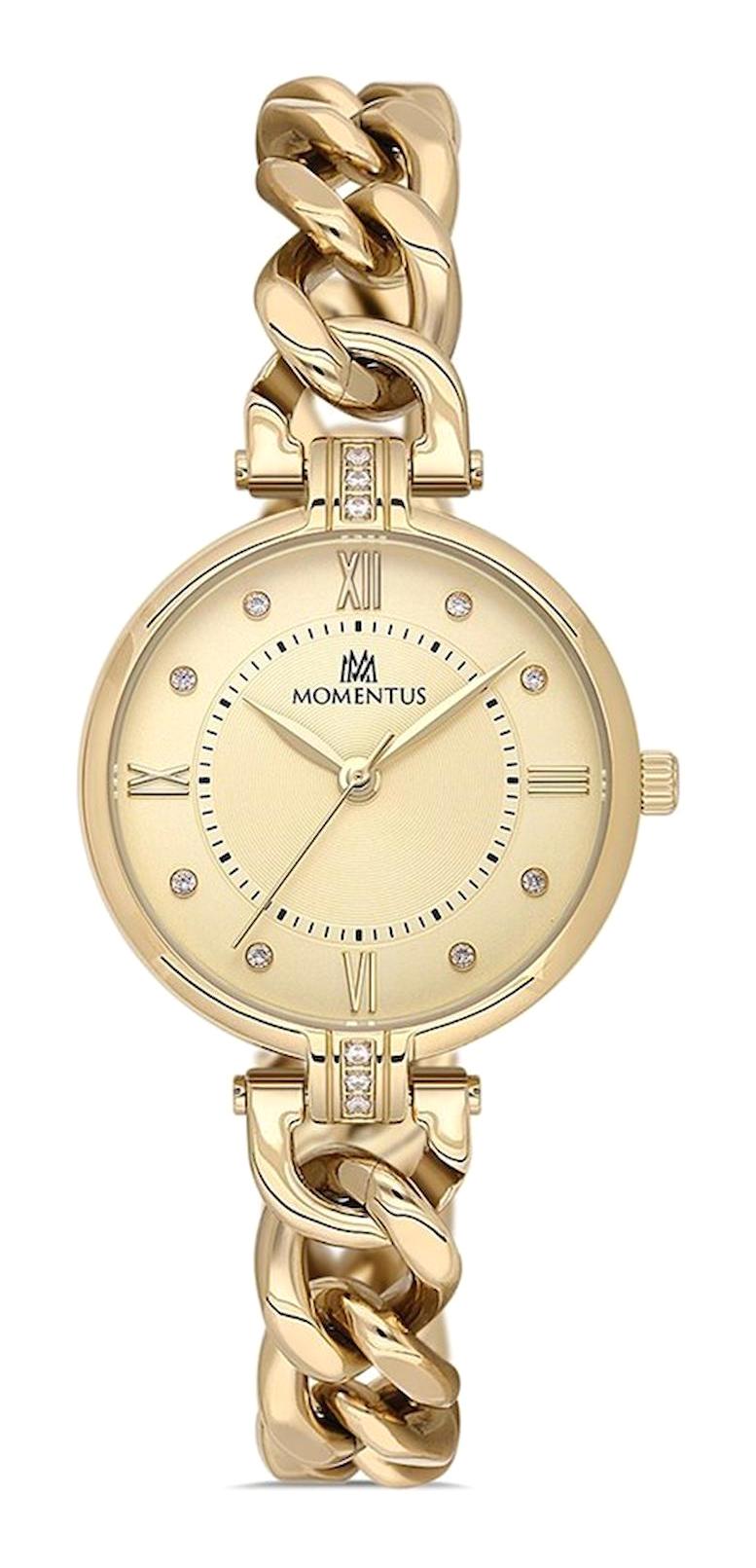 Momentus SW232G-08SG Takvimli 44 mm Altın Çelik Kordon Analog Erkek Kol Saati