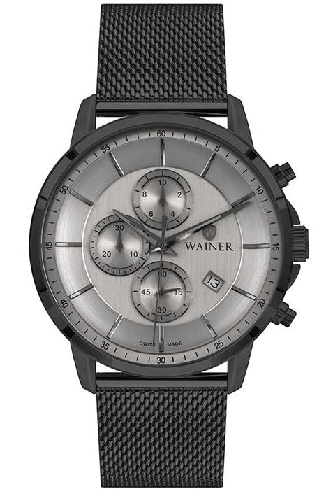 Wainer WA.12938-C Pusulalı Takvimli 44 mm Siyah Çelik Kordon Analog Kol Saati