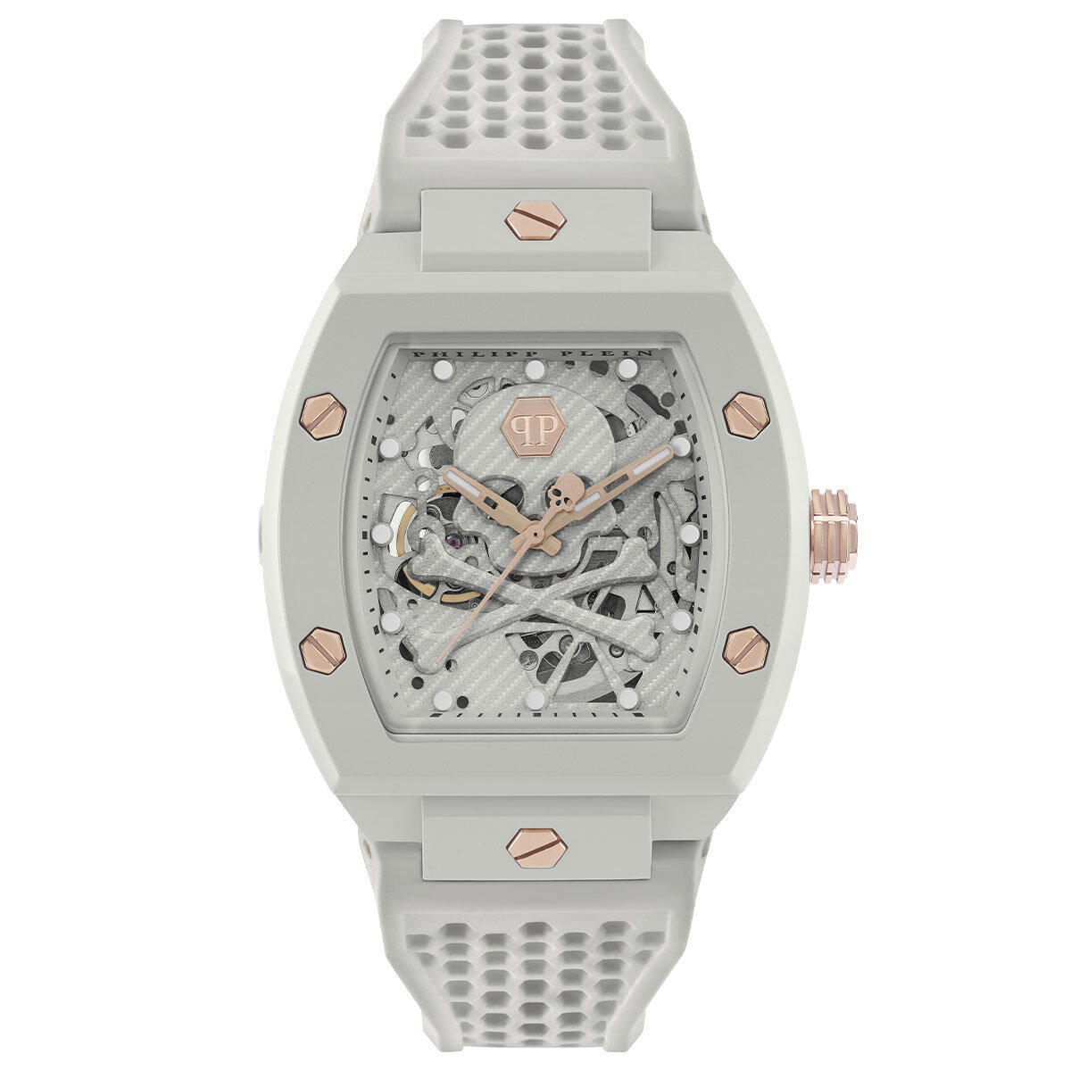 Philipp Plein PWVBA0123 44 mm Beyaz Silikon Kordon Analog Erkek Kol Saati