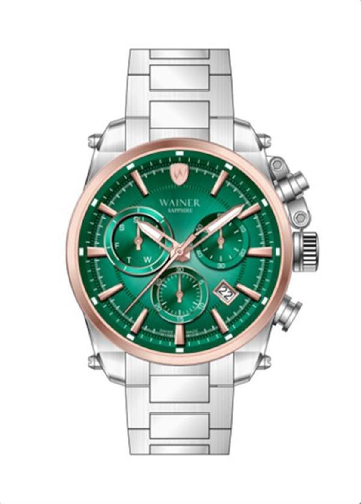Wainer WA.19200-H Pusulalı Takvimli 46 mm Çelik Kordon Analog Erkek Kol Saati