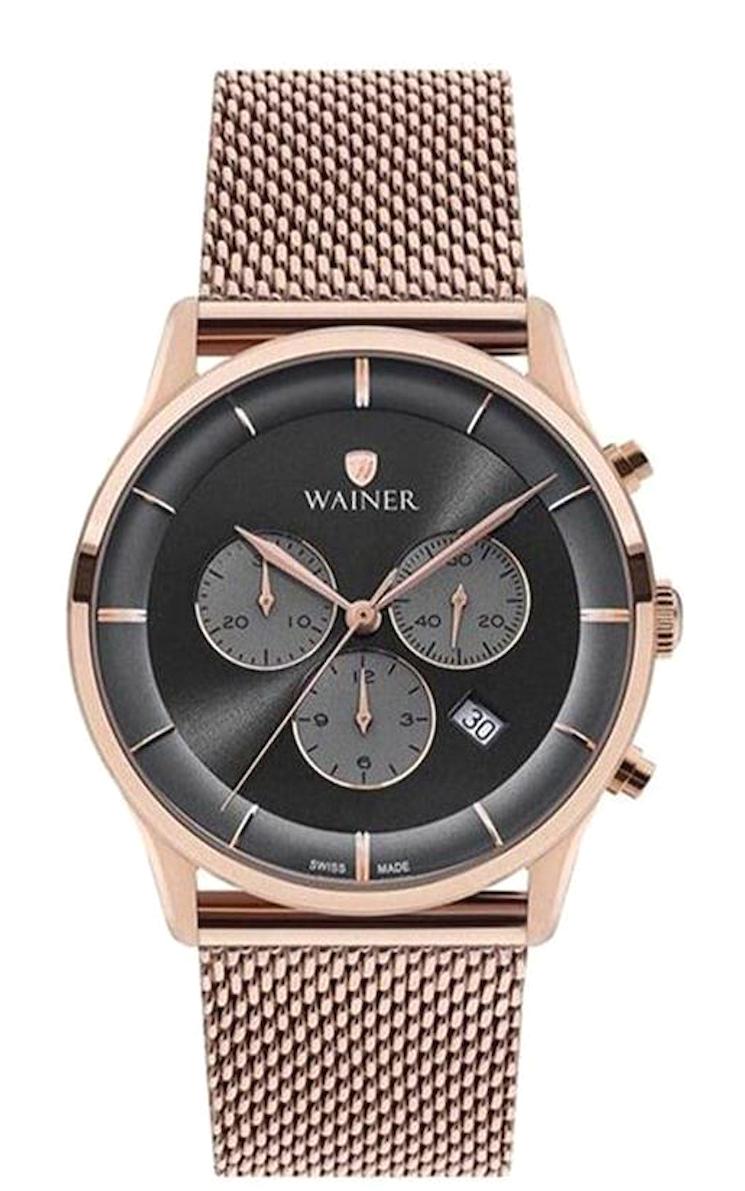 Wainer WA.19321-A Pusulalı Takvimli 50 mm Rose Gold Çelik Kordon Analog Erkek Kol Saati