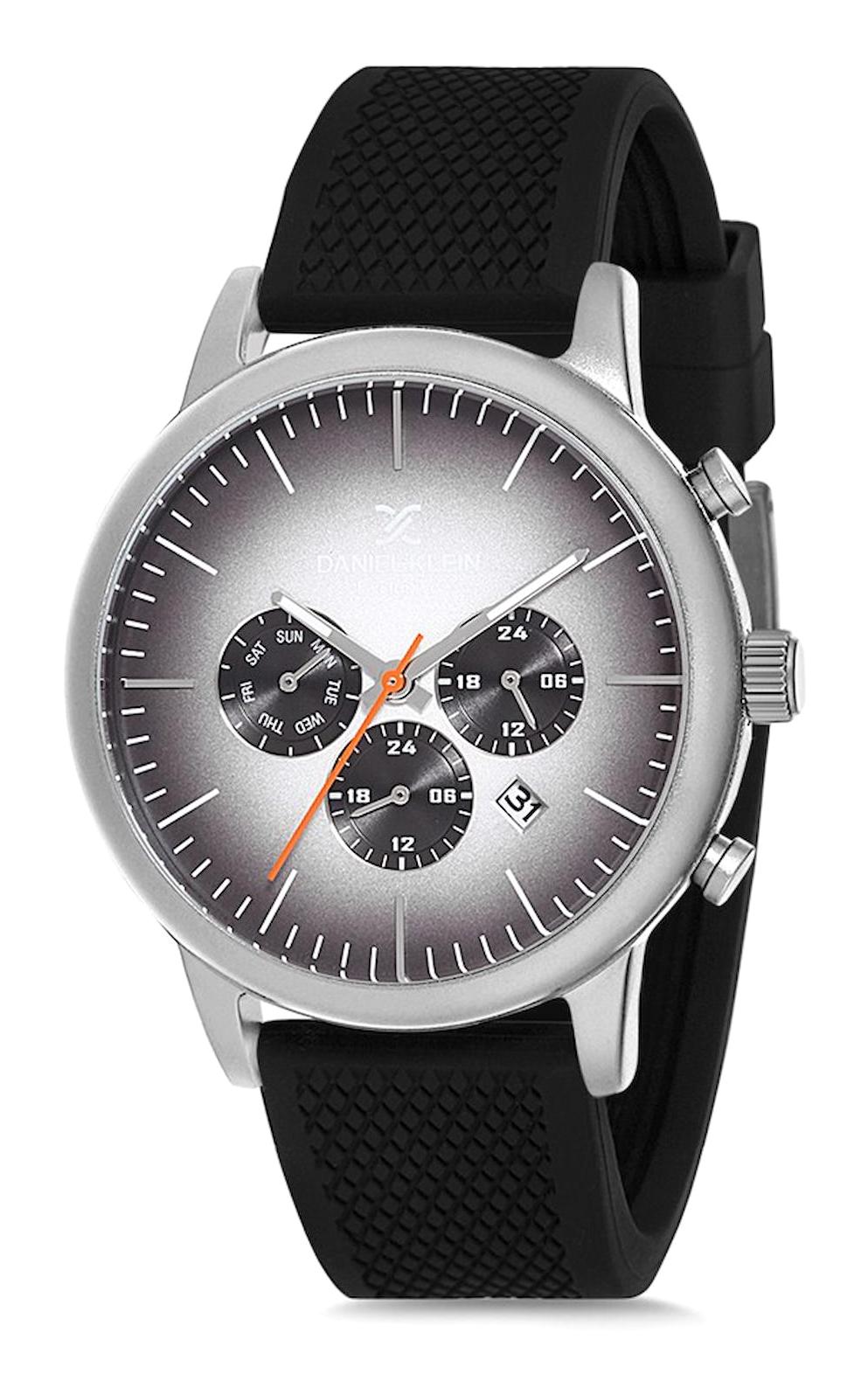 Daniel Klein DK012842H-02 Takvimli 45 mm Siyah Silikon Kordon Analog Erkek Kol Saati