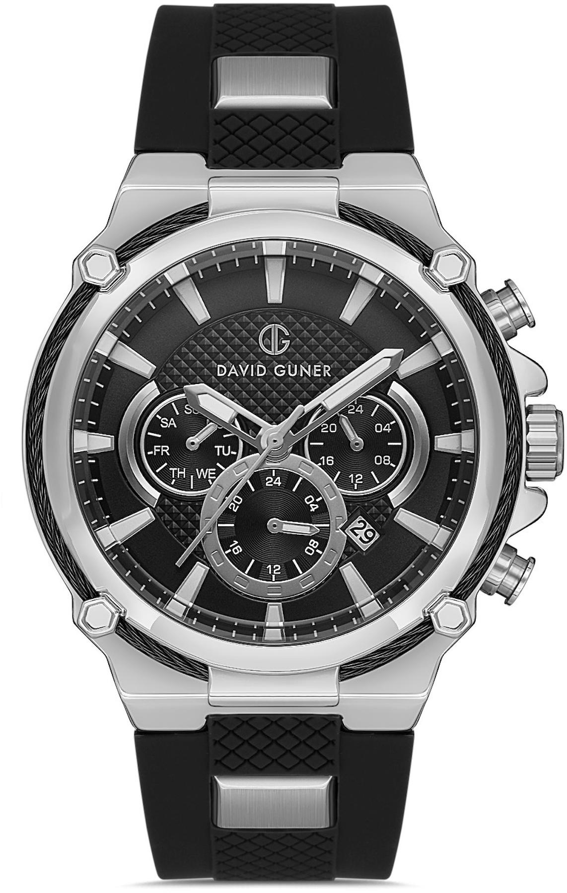 David Guner DG-8270GD-J2 Takvimli 42 mm Siyah Silikon Kordon Analog Kol Saati