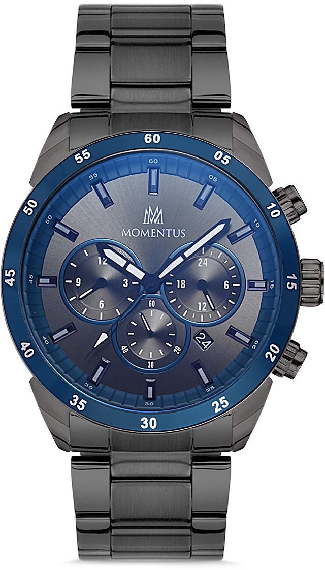 Momentus SC242T-05SM Takvimli 44 mm Füme Çelik Kordon Analog Kol Saati