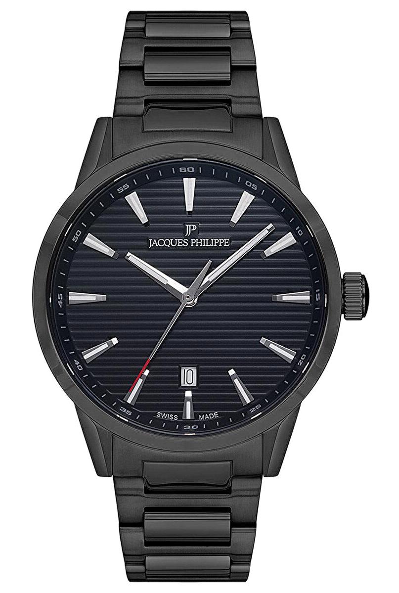 Jacques Philippe JPQGS094311 Takvimli 41 mm Siyah Çelik Kordon Analog Erkek Kol Saati