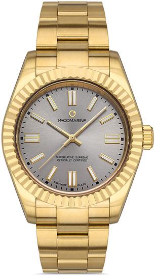 Pacomarine PM.22010.08 42 mm Altın Çelik Kordon Analog Erkek Kol Saati