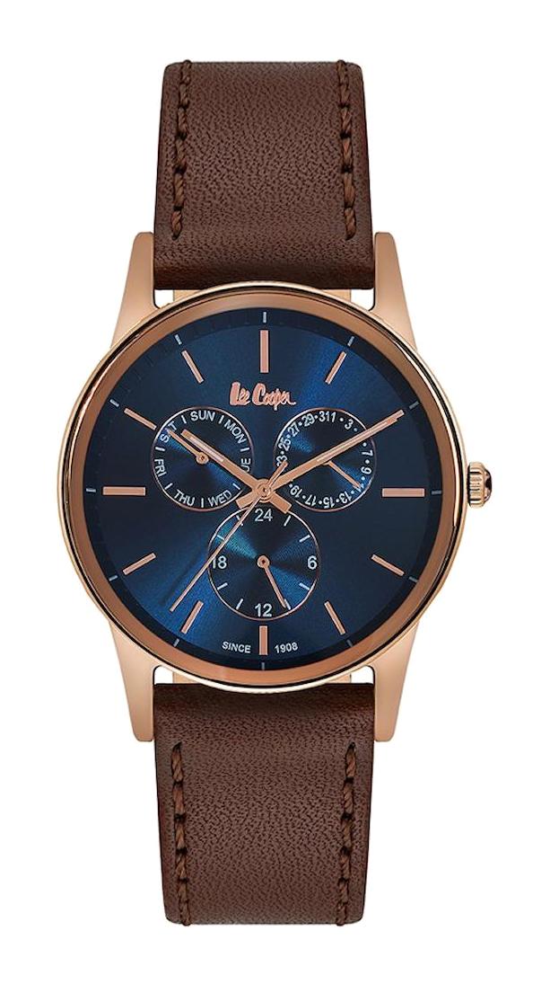 Lee Cooper LC06499.492 Takvimli 44 mm Kahverengi Deri Kordon Analog Erkek Kol Saati