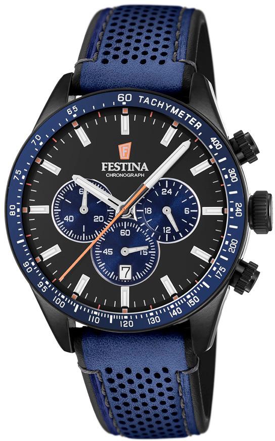 Festina F20359-2 Takvimli 42 mm Lacivert Deri Kordon Analog Kol Saati