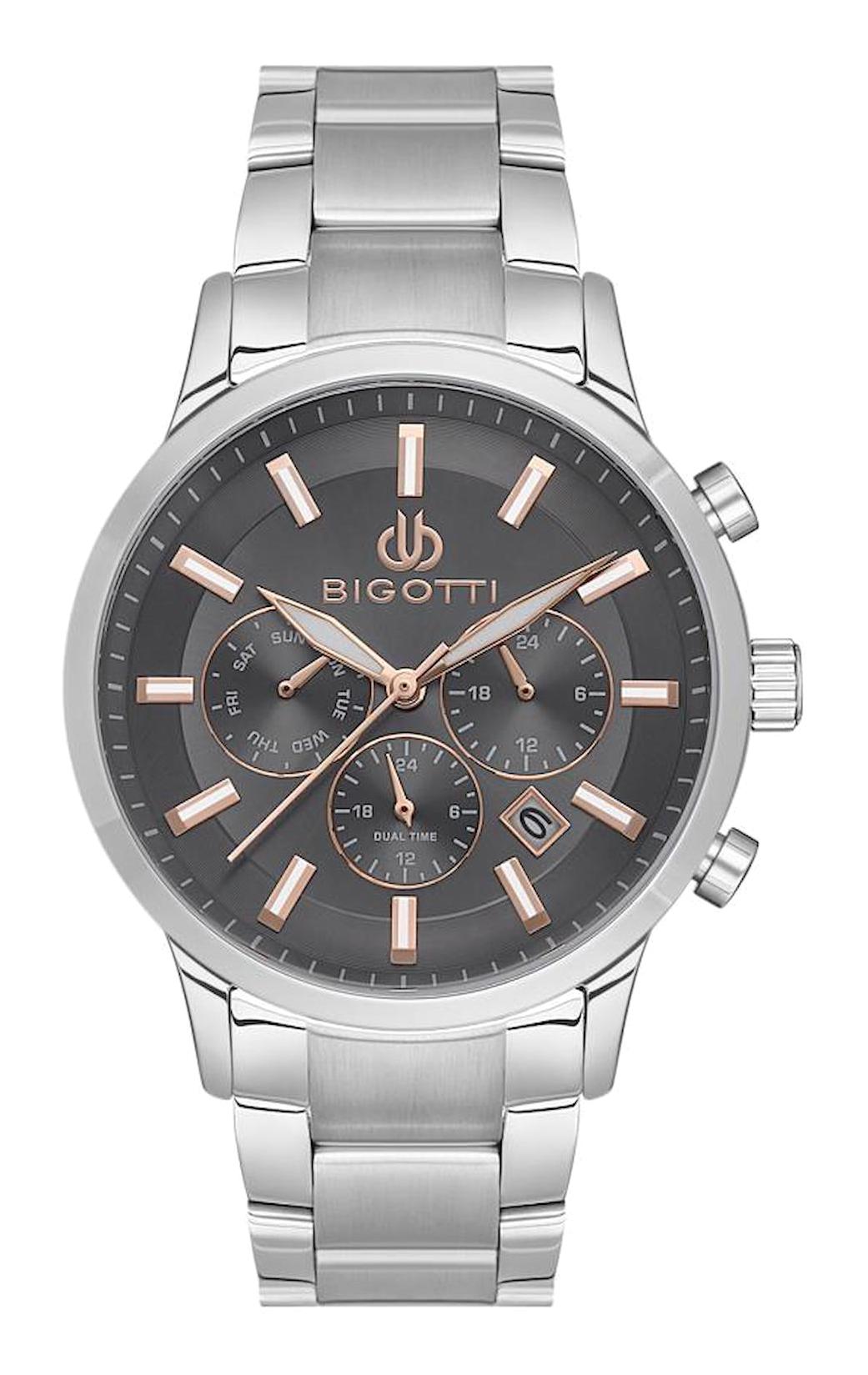 Bigotti BG.1.10484.5 Takvimli 43 mm Çelik Kordon Analog Erkek Kol Saati
