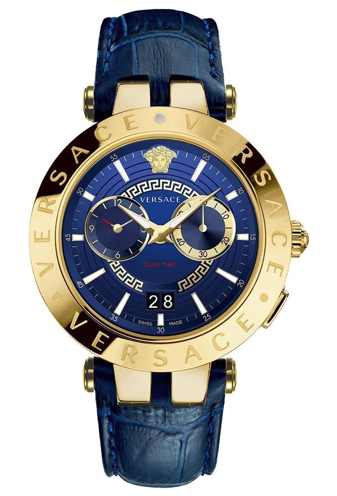 Versace VRSCVEBV00219 Takvimli 46 mm Lacivert Deri Kordon Analog Erkek Kol Saati