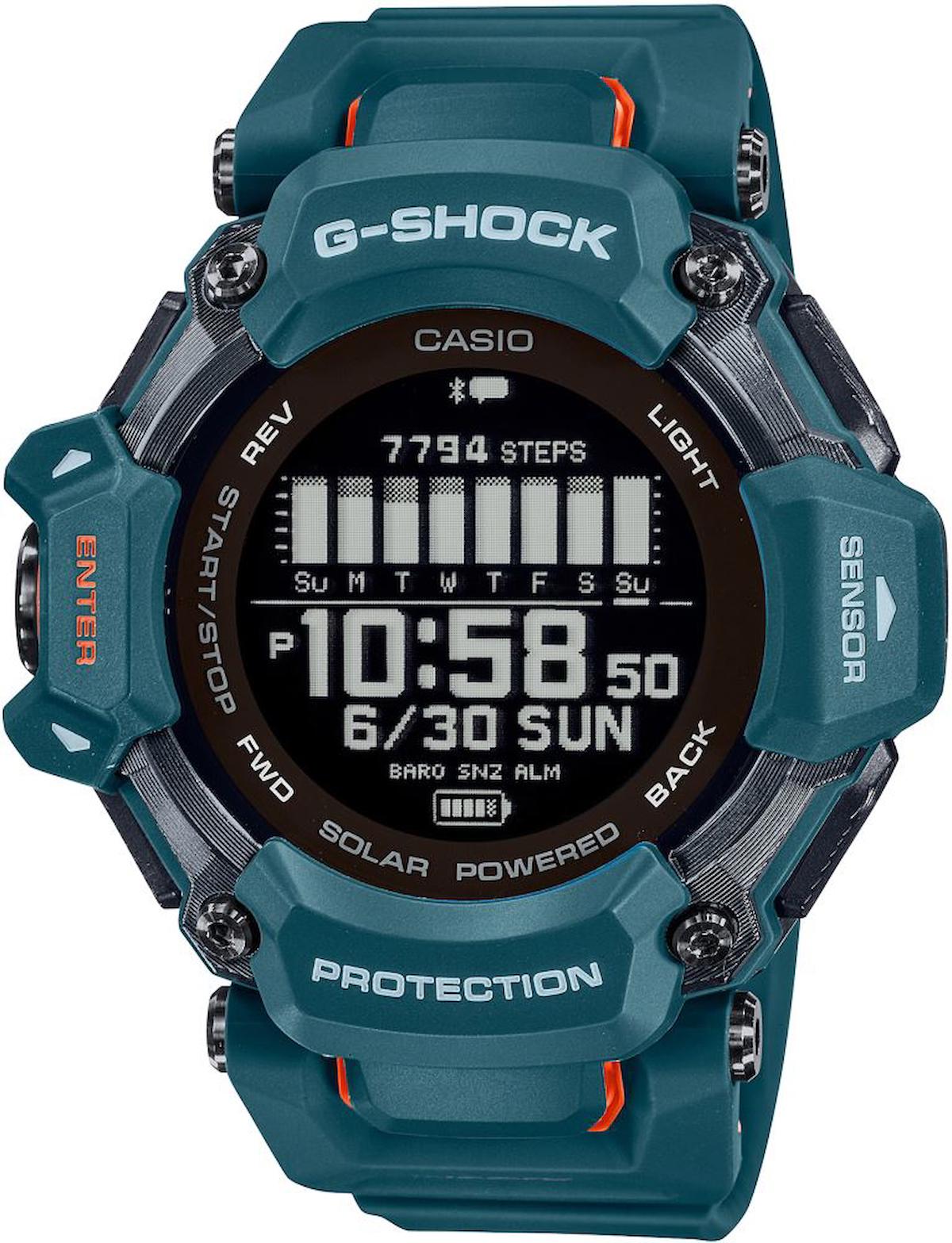 Casio GBD-H2000-2DR Takvimli Mavi Silikon Kordon Dijital Erkek Kol Saati