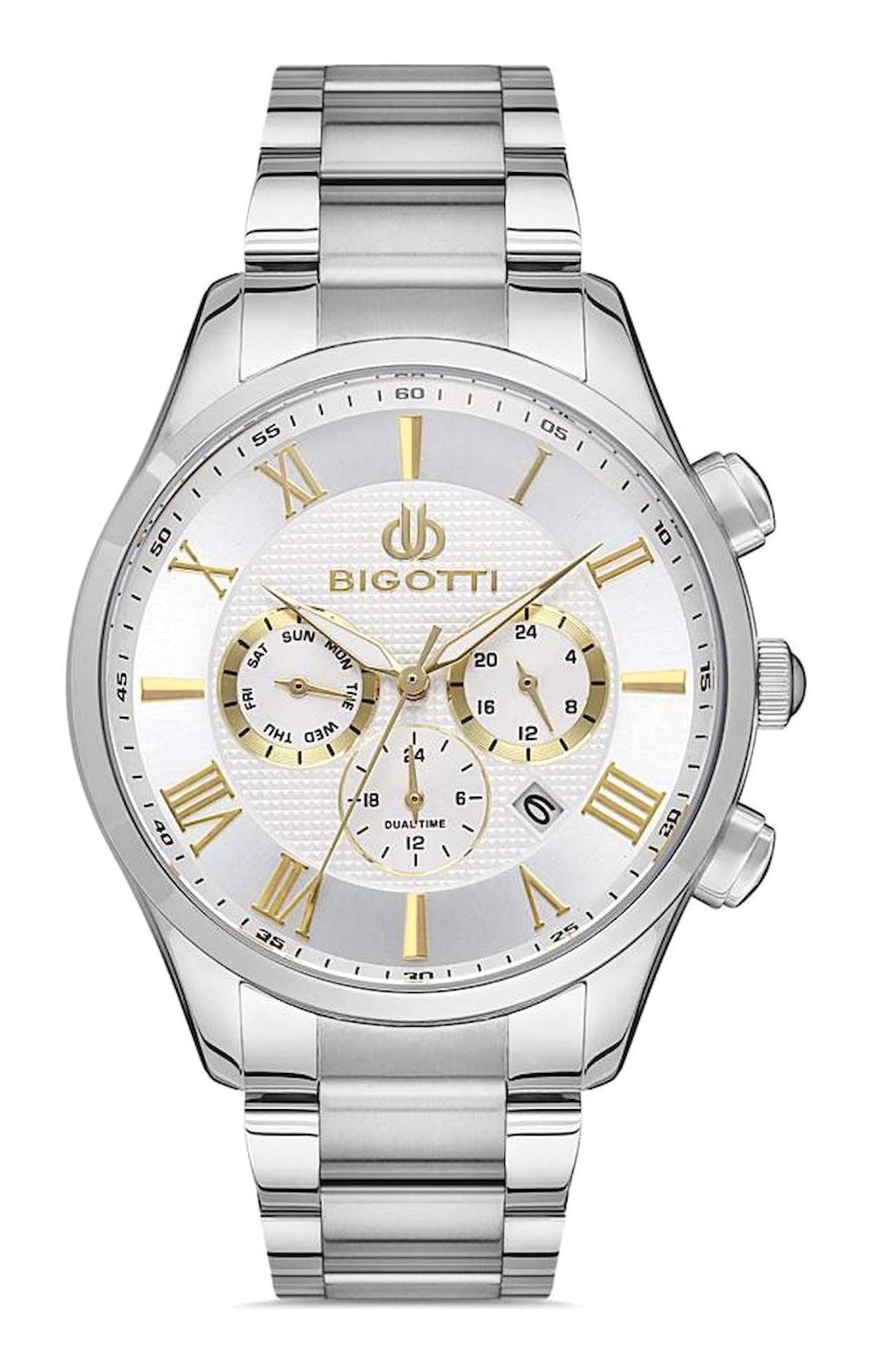Bigotti BG.1.10325.4 Takvimli 45 mm Çelik Kordon Analog Erkek Kol Saati
