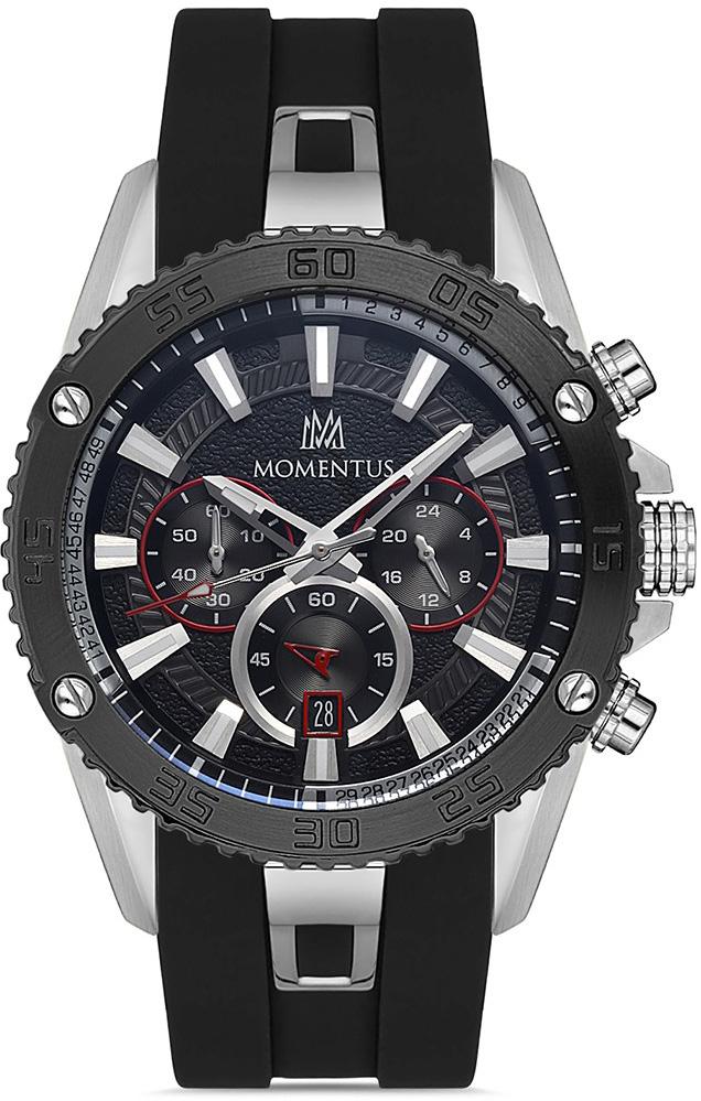 Momentus SM373T-04BS Takvimli 45 mm Siyah Silikon Kordon Analog Kol Saati