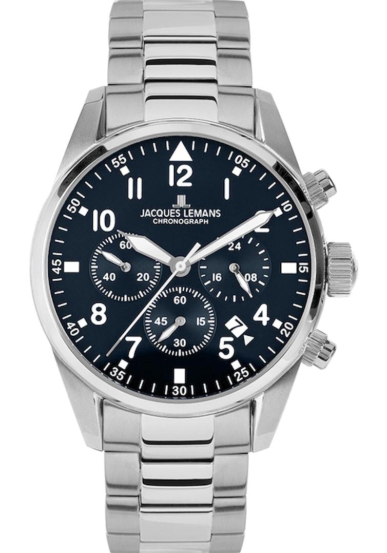 Jacques Lemans BARCELONA 42-2D Pusulalı Takvimli 42 mm Çelik Kordon Analog Erkek Kol Saati