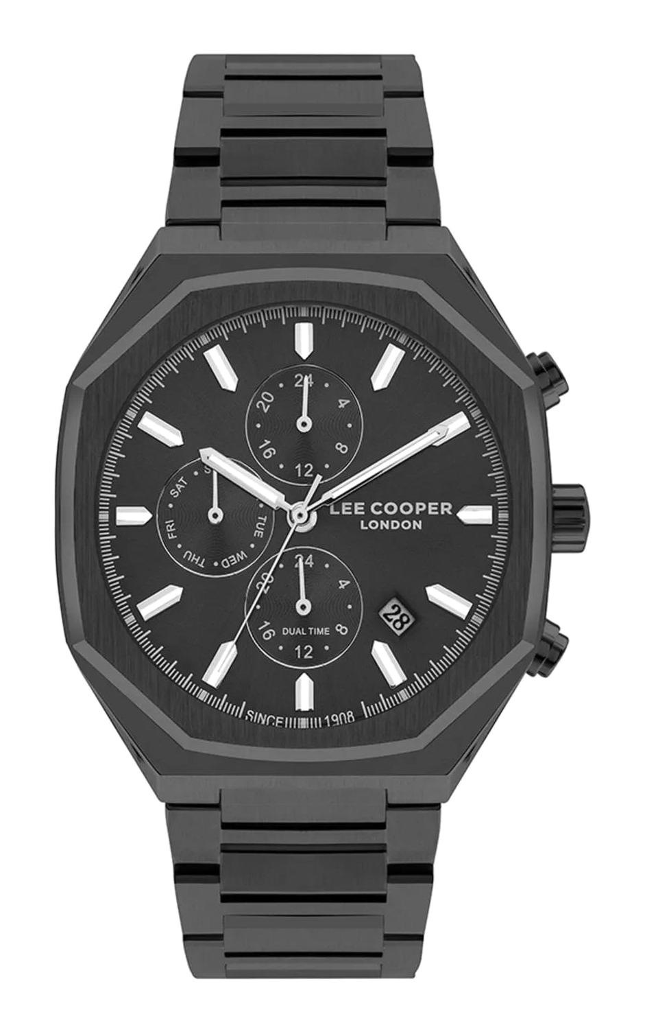 Lee Cooper LC07617.060-NM Takvimli 44 mm Siyah Çelik Kordon Analog Erkek Kol Saati