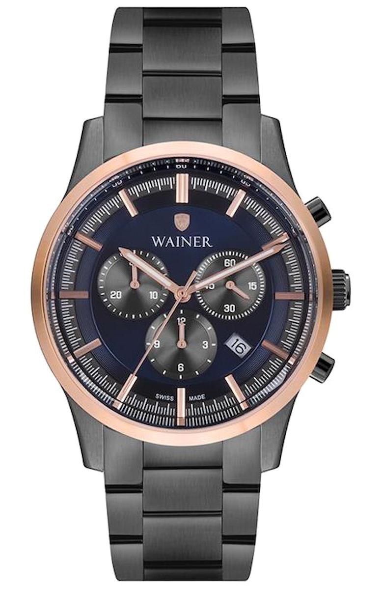 Wainer WA.19426-C Pusulalı Takvimli 42 mm Füme Çelik Kordon Analog Erkek Kol Saati