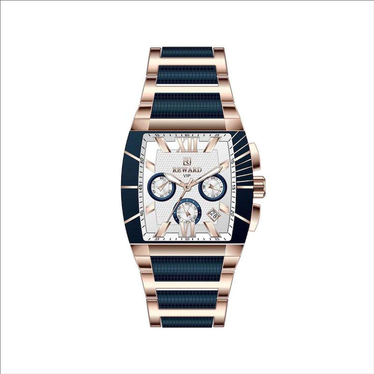 Reward A141106 Takvimli 39 mm Lacivert-Rose Gold Silikon Kordon Analog Erkek Kol Saati