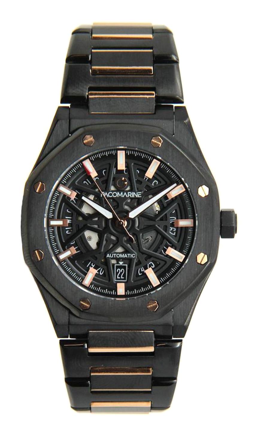 Pacomarine PM.20202.08 Takvimli 45 mm Siyah Çelik Kordon Analog Erkek Kol Saati