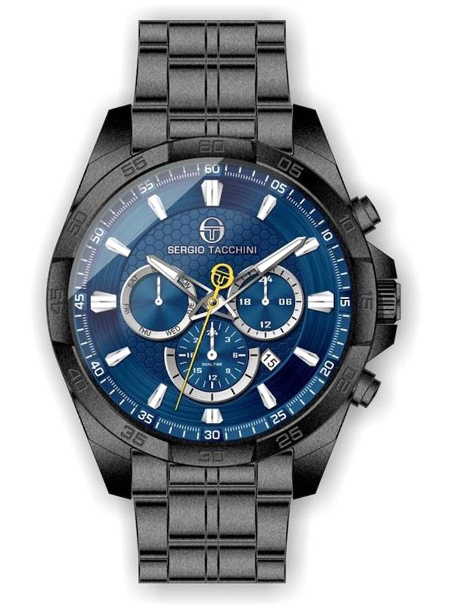 Sergio Tacchini ST.1.10048.2 Takvimli Siyah Çelik Kordon Analog Erkek Kol Saati