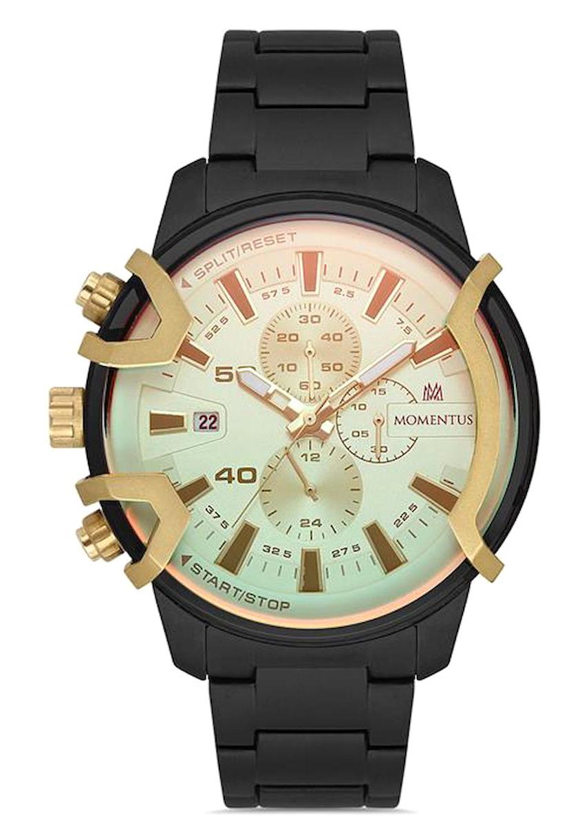 Momentus SM351B-08SG Takvimli 44 mm Siyah Çelik Kordon Analog Erkek Kol Saati