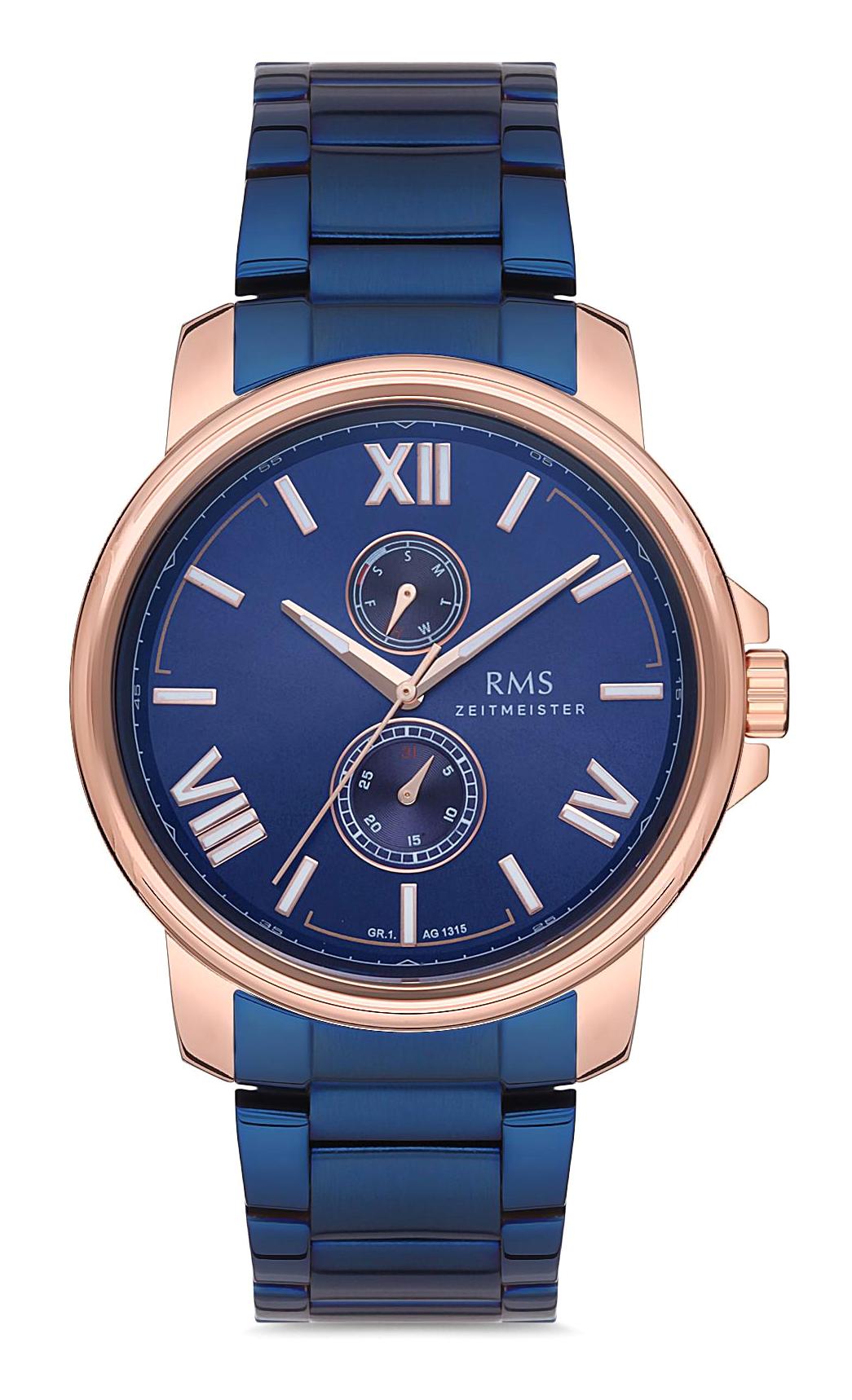 Grand Romanson GR.1.AG1315.02 Takvimli 43 mm Lacivert Çelik Kordon Analog Erkek Kol Saati