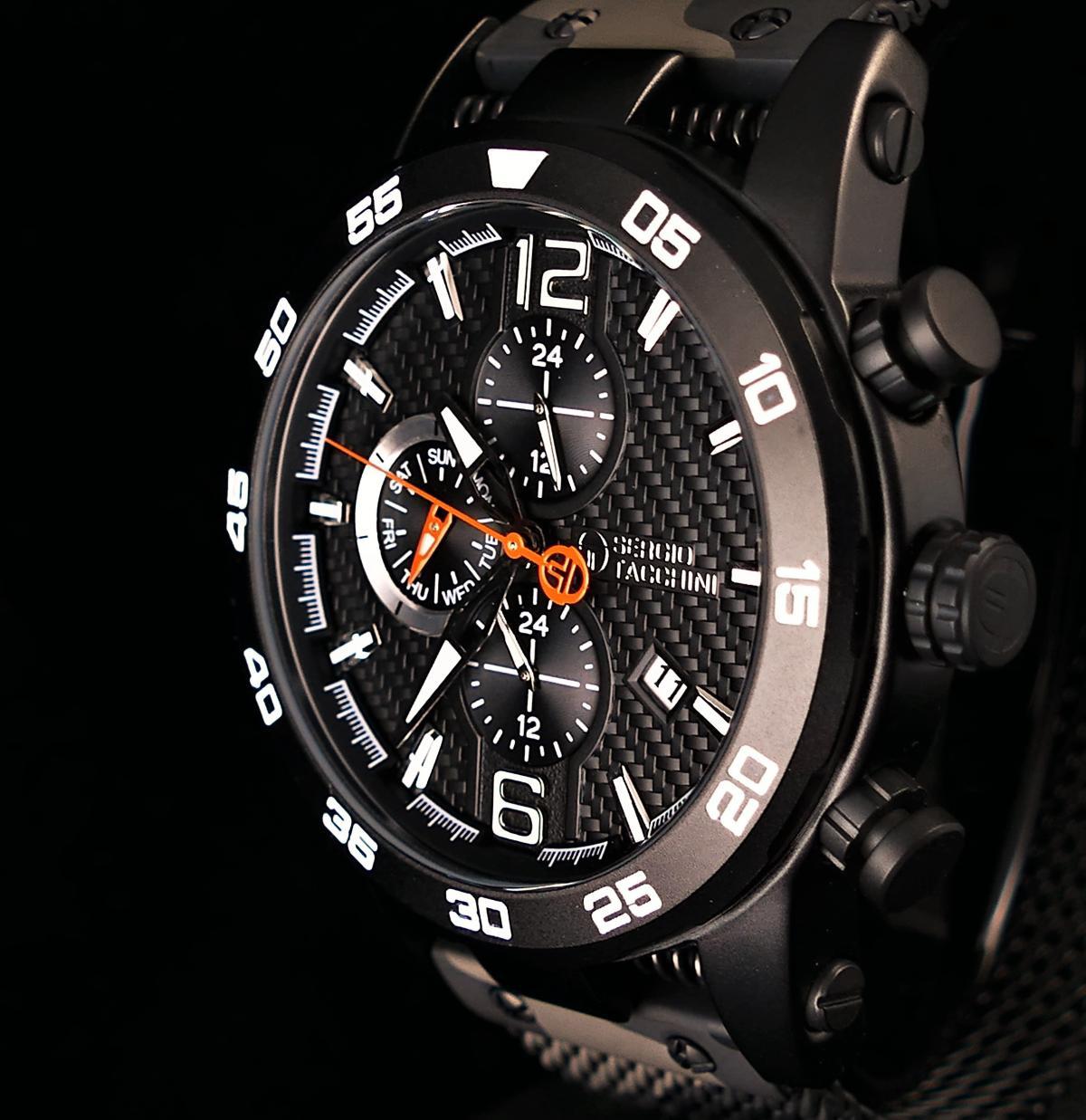 Sergio Tacchini ST.1.10058.3 Takvimli 45 mm Siyah Çelik Kordon Analog Kol Saati