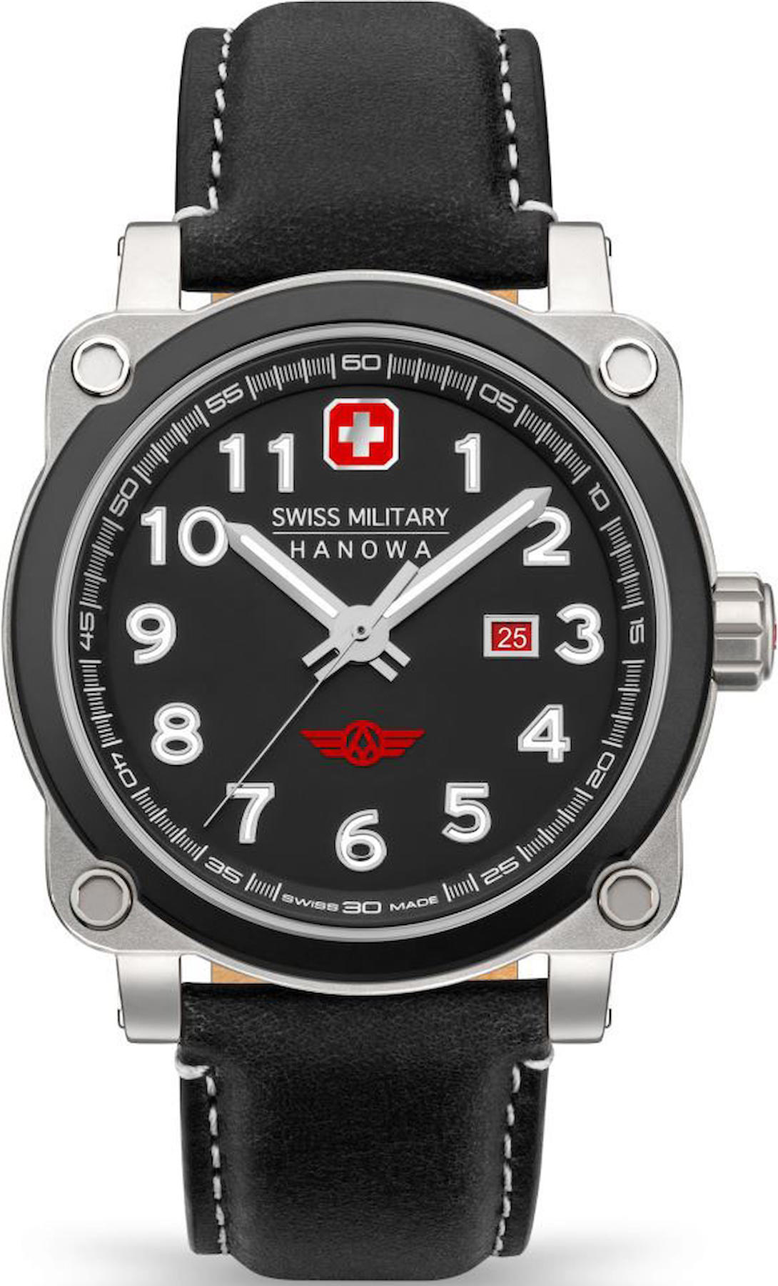 Swiss Military SMWGB2101302 Takvimli 44 mm Siyah Deri Kordon Analog Kol Saati