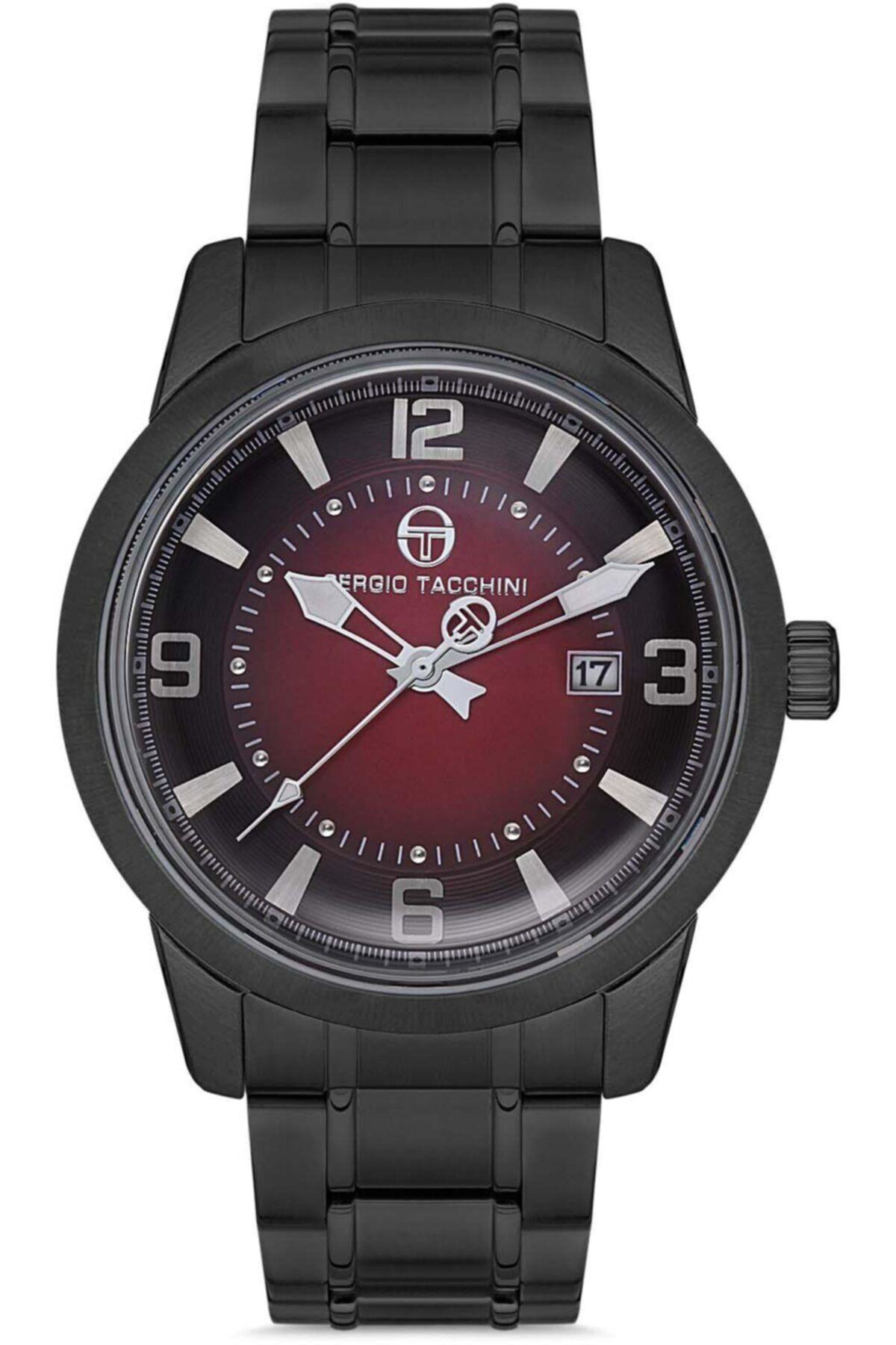 Sergio Tacchini ST.1.10145.6 Takvimli Siyah Metal Kordon Analog Erkek Kol Saati