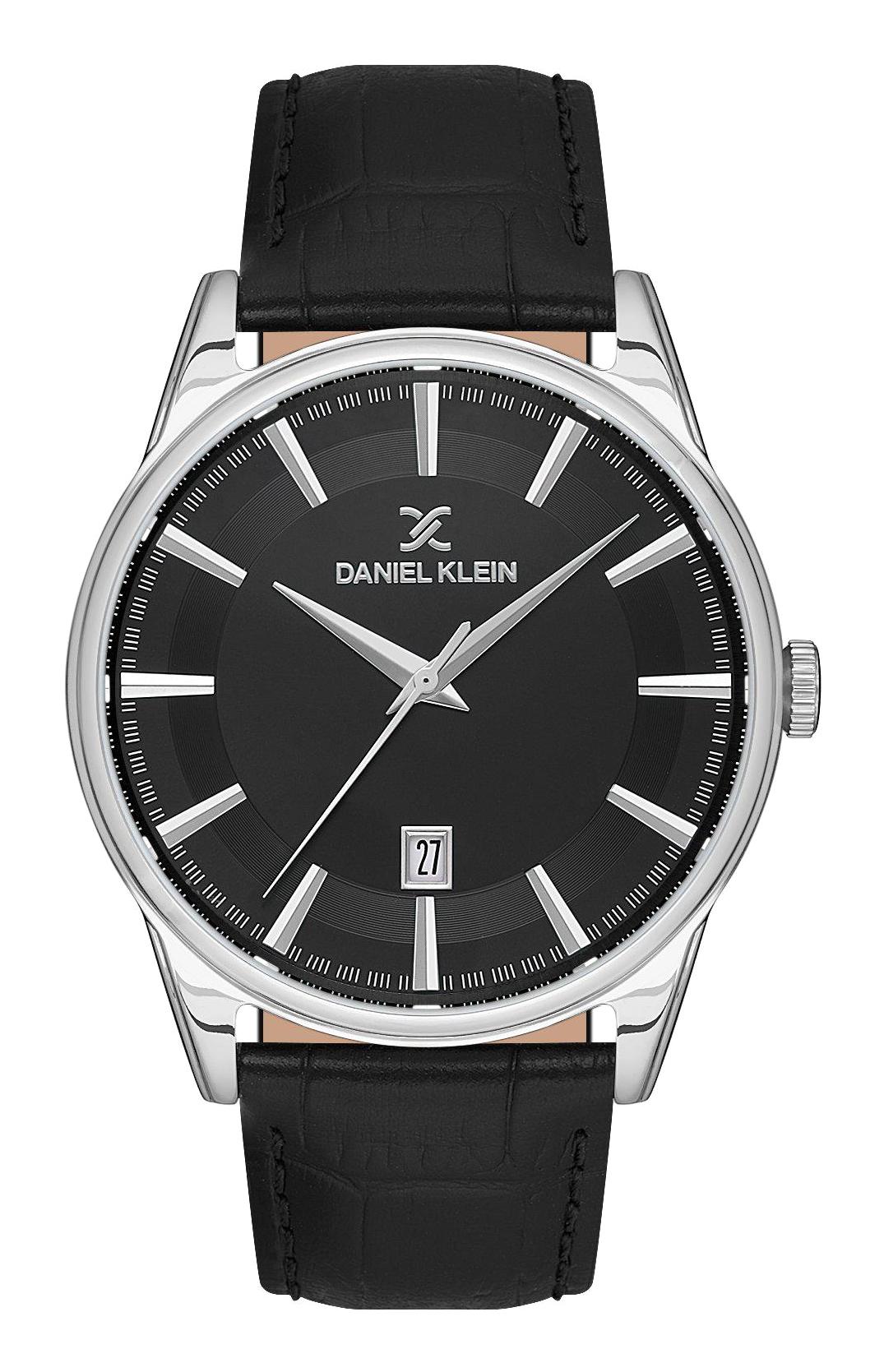 Daniel Klein DK.1.13669-2 Takvimli 44 mm Siyah Deri Kordon Analog Erkek Kol Saati