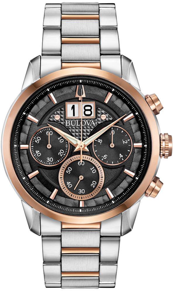 Bulova 98B335 Takvimli 44 mm Gri-Rose Gold Çelik Kordon Analog Kol Saati