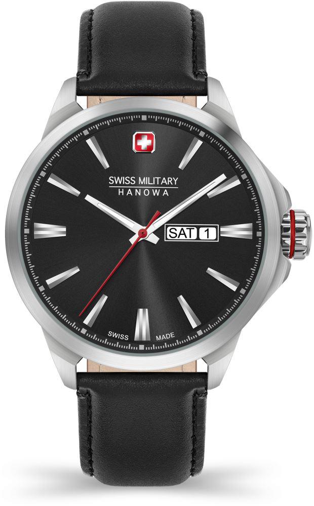 Swiss Military 06-4346.04.007.07 Takvimli 44 mm Siyah Deri Kordon Analog Erkek Kol Saati