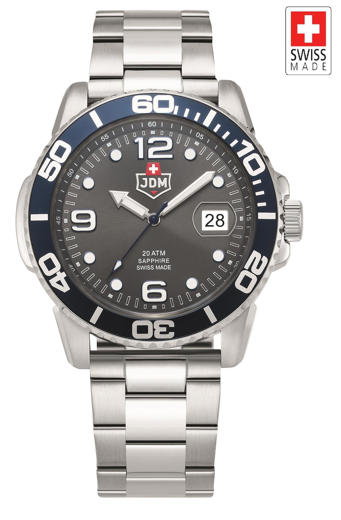 Jdm Military Sapphire JDM-WG020-01 Takvimli 44 mm Çelik Kordon Analog Erkek Kol Saati