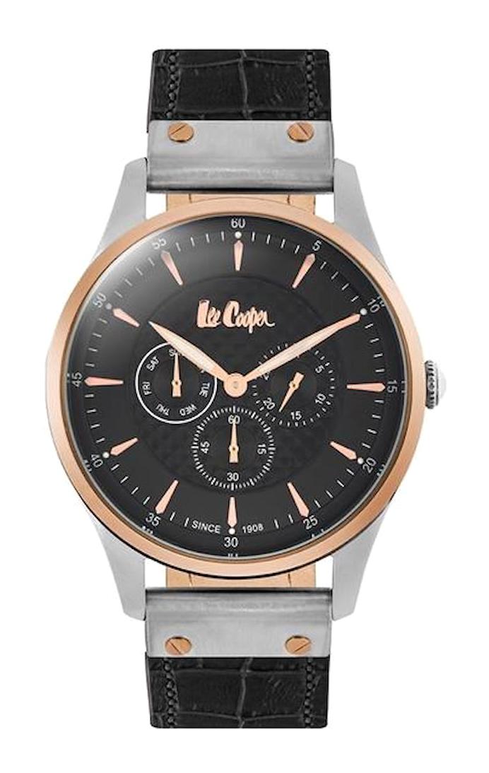Lee Cooper LC06728.551 Takvimli Siyah Deri Kordon Analog Kol Saati