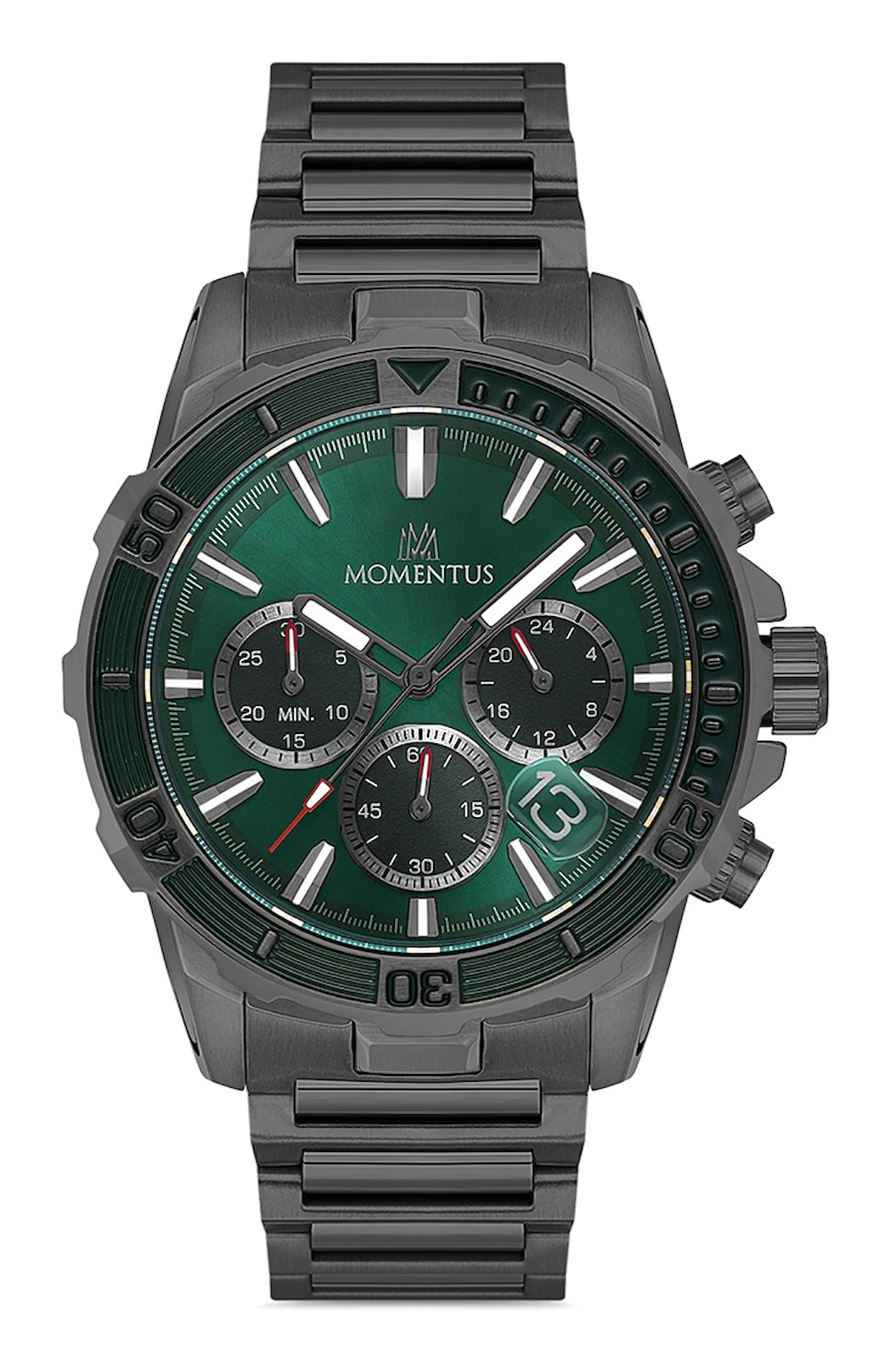 Momentus SM357N-15SN Takvimli 45 mm Siyah Çelik Kordon Analog Erkek Kol Saati