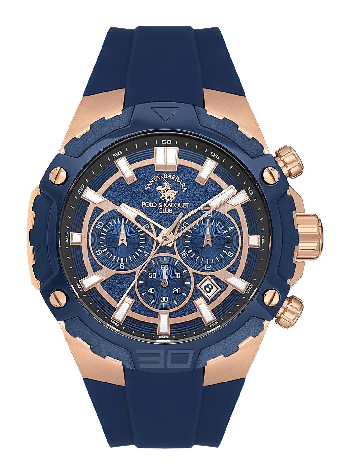 Santa Barbara Polo & Racquet Club SB.5.10002.1 Takvimli Lacivert Silikon Kordon Analog Erkek Kol Saati